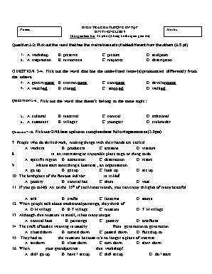 Kiểm tra chất lượng ôn tập - Unit 1 English 9